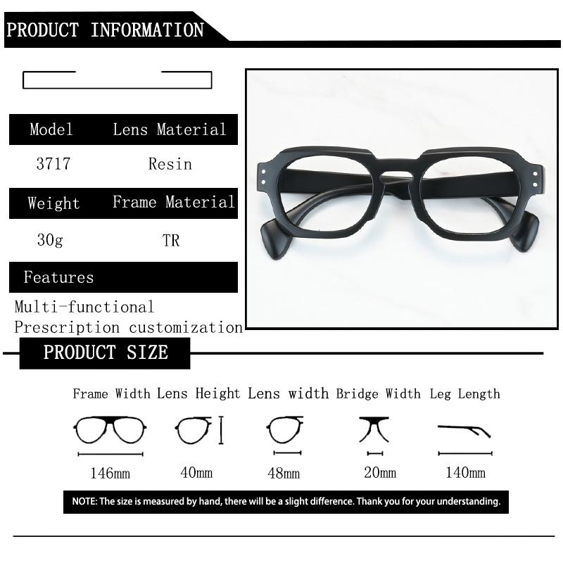 Retro Square Classic Rice Stud Frame Myopia Glasses Anti Blue Light Computer Women Near Sight Eyewear Prescription
