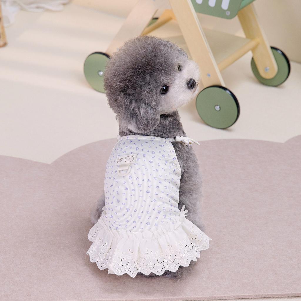 Summer New Small Fresh Floral Suspender Princess Dress Light and Breathable Small Pet Cat and Dog General Pet Clothes