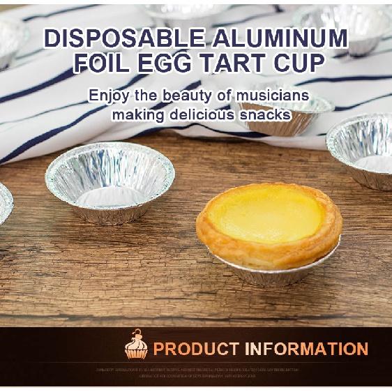 100pcs Reusable Aluminum Foil Baking Cups Egg Tart Pan Cupcake Case Tar Cake Mold Bakewares with Tin Barbecue Seasoning