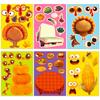 6 Photos/package Thanksgiving Children's Turkey Handbook DIY Puzzle Stickers Autumn Harvest Festival Celebration Face Change