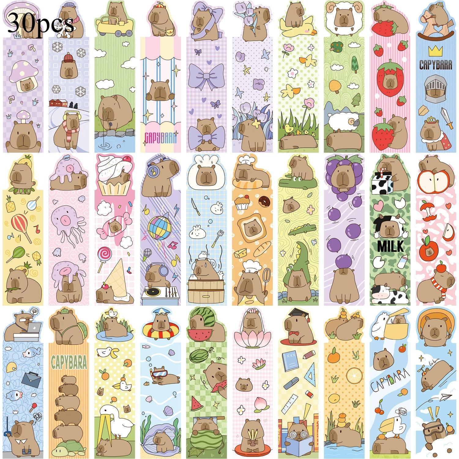 Capybara Paper Bookmarks Assorted Fruit Animal Scenery Page Markers For Book Lovers Students Reading Accessory School Stationery