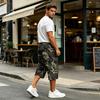 Men's Casual Drawstring Cargo Shorts with Camouflage Print Knee Length for Outdoor Everyday Wear