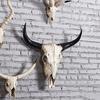 Resinová hlava lebky býka Longhorn Nástěnné dekorace Retro ozdoby lebky býka 3D zvířecí rohy Soška Figurky Řemesla