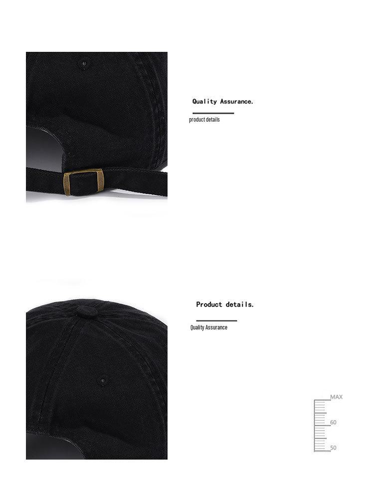 Zhonghao Men's Washed Soft-Top Duckbill Baseball Cap - Japanese & Korean Style, Large Head Circumference, Solid Color