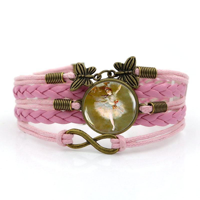 

Дизайн Женский Браслет Балерина Для Женщин Винтажный Бесконечность Плетеный Ювелирное Изделие Рука розовый