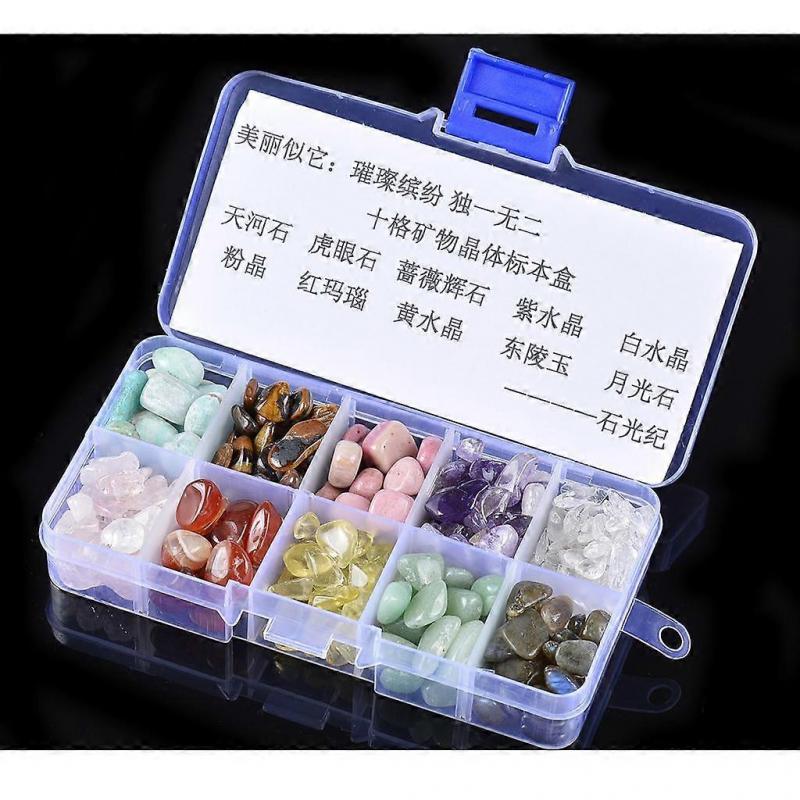 Set of 10 Rock Mineral Crystal Quartz Specimens Earth Science Toy Collectibles Gift Home Decor with Index Sheet