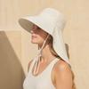 Summer Sun Protection Bucket Hat, Foldable Breathable Mesh Fisherman Hat, Ventilation Large Brim Hat with Detachable Neck Shawl for Outdoor Summer