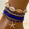 7pcs Charm Holiday Starfish Multi-layer Anklet Stretch Anklet Set Fashion Beach Jewelry