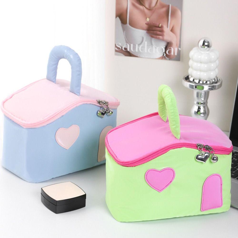 Korean Style Cartoon Makeup Bags House Shape Toiletries Storage Pouch Travel Wash Handbag  Outdoor