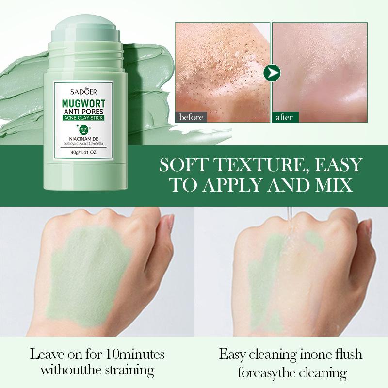 40g Mugwort Mud Mask Stick, Deep Cleansing, Removes Acne And Blackheads, Gently Repairs The Skin, Controls Oil And Moisturizes