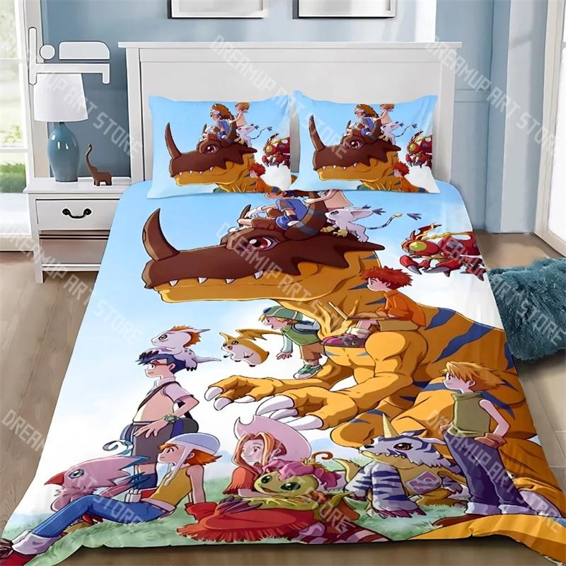 Fashion D-DigimonS Greymons Adventure Bedding Set Single Twin Full Queen King Size Bed Set Kids Bedroom Duvetcover Sets