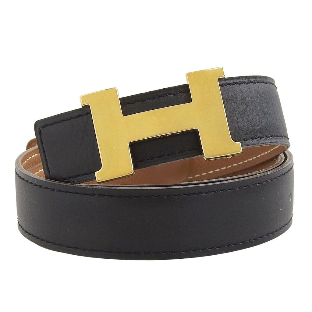 Great HERMES Belt Margiela Period Mini Constance H Black Brown Leather Women Used