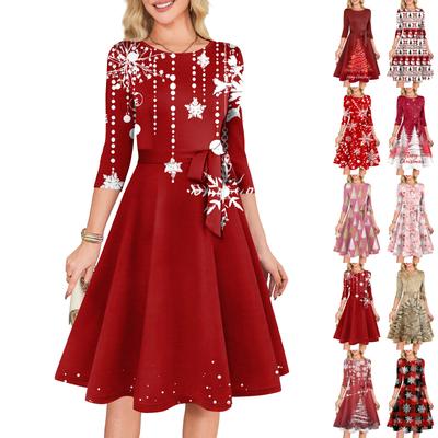 Women's Cocktail Dresses 3/4 Sleeve Vintage Wedding Guest Dress