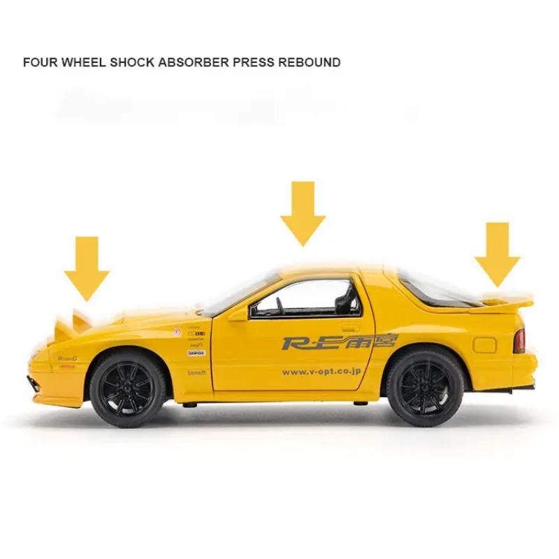 1/24 Mazda RX7 Alloy Sports Car Model Diecasts Metal Toy Racing Vehicles Car Model Simulation Sound and Light Childrens Toy Gift