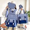 5-piece Canvas Backpack Set Large Capacity Stylish School Bag Including Backpack, Tote Bag, Pencil Case, Accessory Bag and Square Shoulder Bag