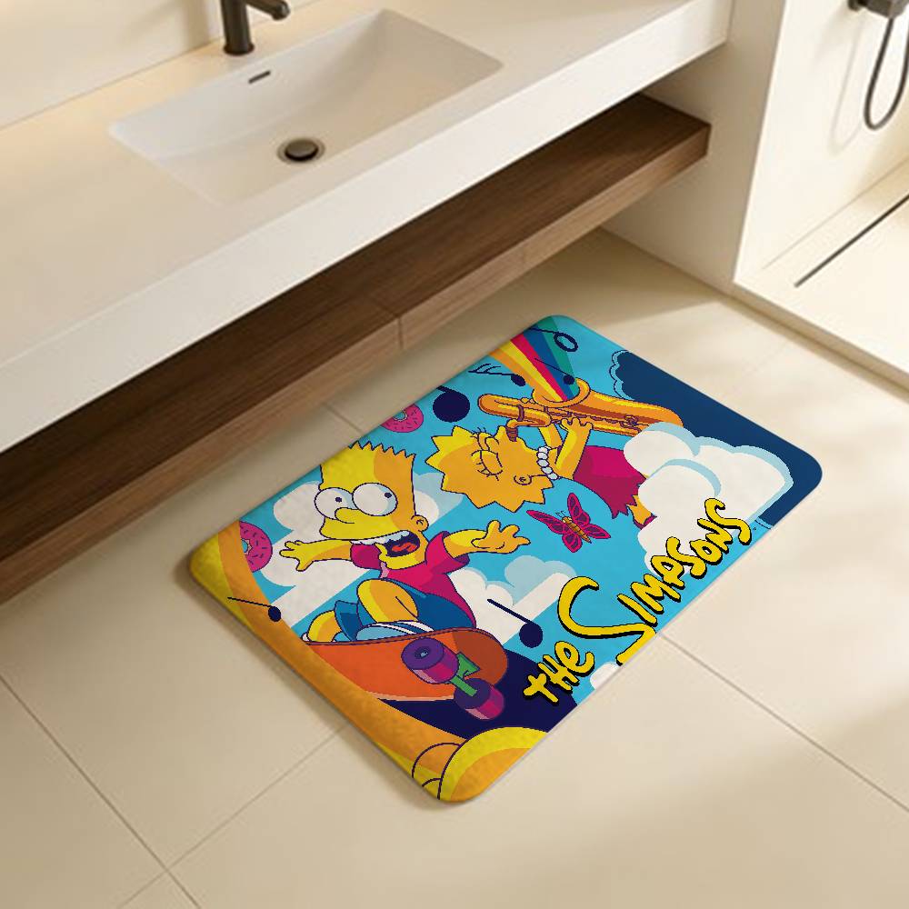 Funny S-Simpsons Cartoon Entrance Door Mat Washable Non-Slip Living Room Sofa Chairs Area Mat Kitchen Welcome Doormat