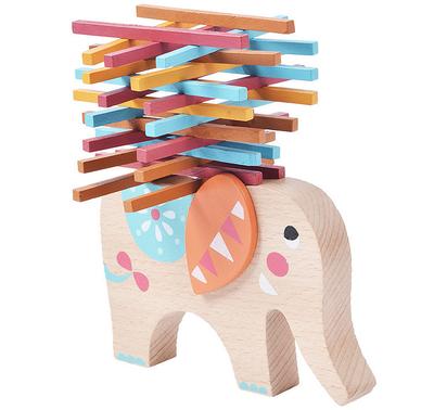 Jouet poutre d'équilibre éléphant en bois pour entraîner la coordination œil-main et la concentration des enfants, offrir aux enfants cadeaux d'anniversaire et de Noël