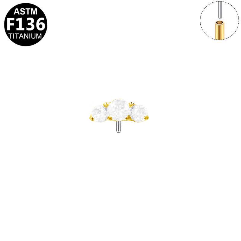 G23 Titanium Alloy Fashionable Medical Grade Piercing Jewelry with Simple Round Zircon Head