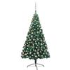 Exclusive House - Pre-lit Artificial Christmas Tree Half and Green Baubles 180 Cm