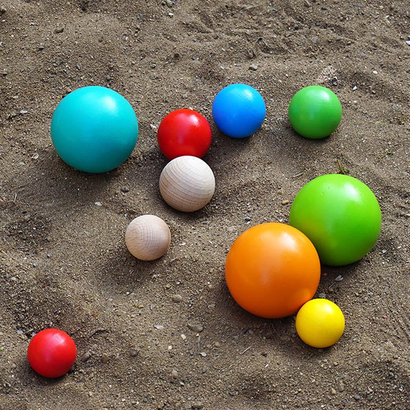 7Pcs Wood Bocce Balls Sports Playground Balls Grass Outdoor Balls For Backyard Gym Beach Lawn Family Parties With Storage Bag