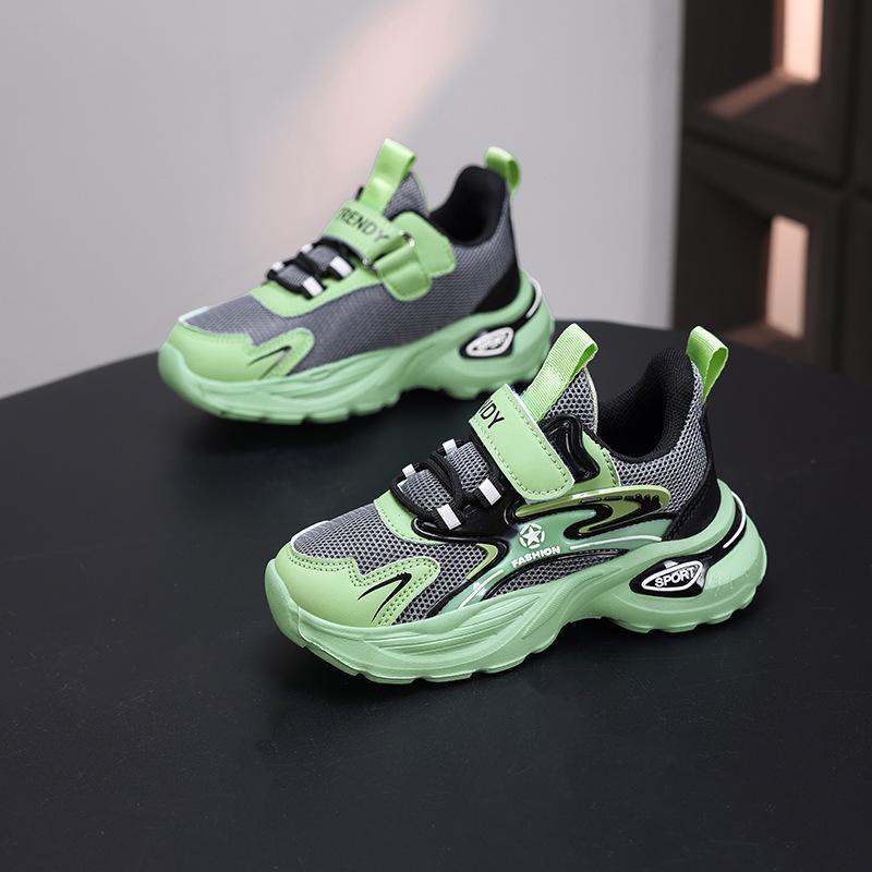 Boys autumn 2025 new children's sports shoes double mesh boys breathable dad shoes medium and large children's non-slip running shoes