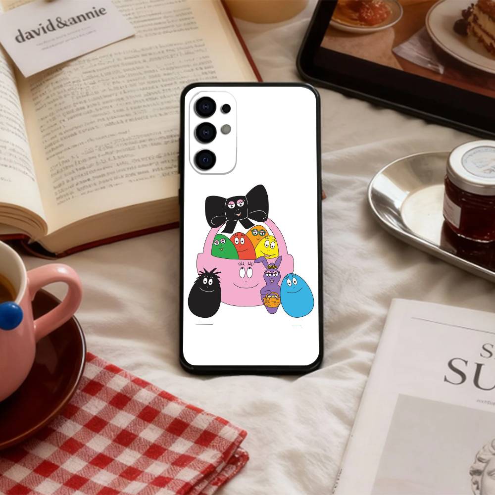 Tiny Cute B-BarbapapaS Phone Case For Samsung S 25,24,23,22,30,21,10,9,Ultra,Plus,Lite,FE,4,5 G Soft Black Case
