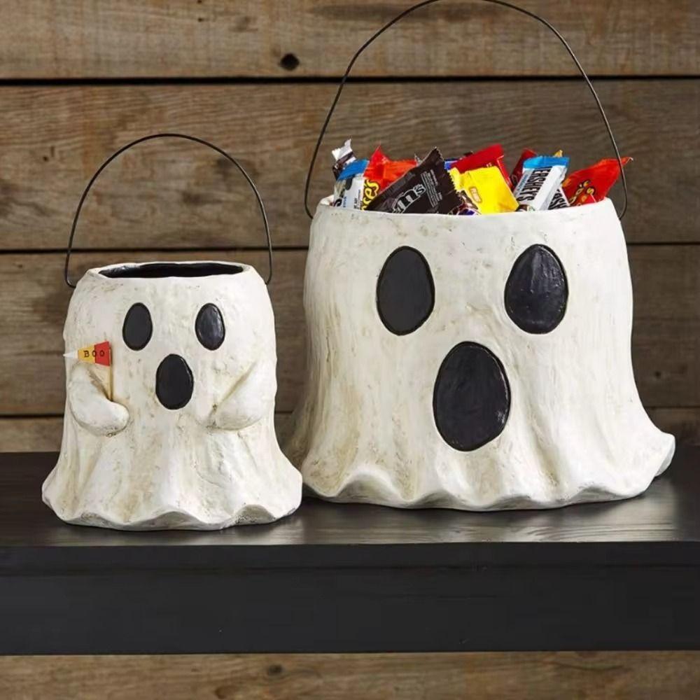 S M L Halloween Treat Buckets Candy Kettles Candy Bucket Ghost Treat Buckets  Halloween Decorations