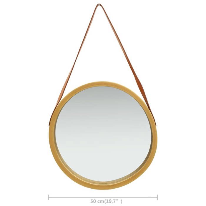 VidaXL Miroir mural avec sangle 50 cm Doré 320365