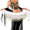 Belly Dance Hip Scarf Women Waist Scarf Belly Dance Skirt with 98 Golden Coins Knot Tying Hip Wrap for Dance Training Performance Beach Wear