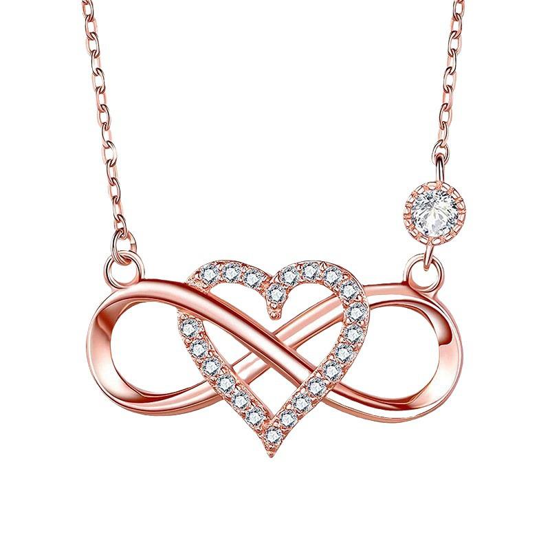 Elegant Ribbon Heart & 8-Shaped Infinity Necklace for Women - Mobius Collarbone Chain