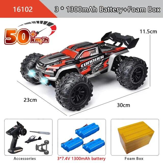 Neues 50 km/h 4x4-Fernsteuerungsauto mit LED-Leuchten, Offroad-4x4-Hochgeschwindigkeits-Drift-Monstertruck, bürstenloses Rennauto für Kinder und Erwachsene, Spielzeug, Geschenk