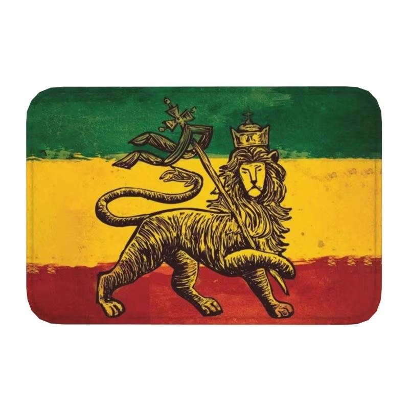 Löwe von Juda Rasta Jamaikanischer Reggae Fußmatte Matte Anti-Rutsch Rastafarian Kunst Badezimmer Küche Garten Teppich Teppich