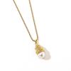 Yingtai Stainless Steel Women's Necklace with Imitation Pearl and 18k Gold Vacuum Plating