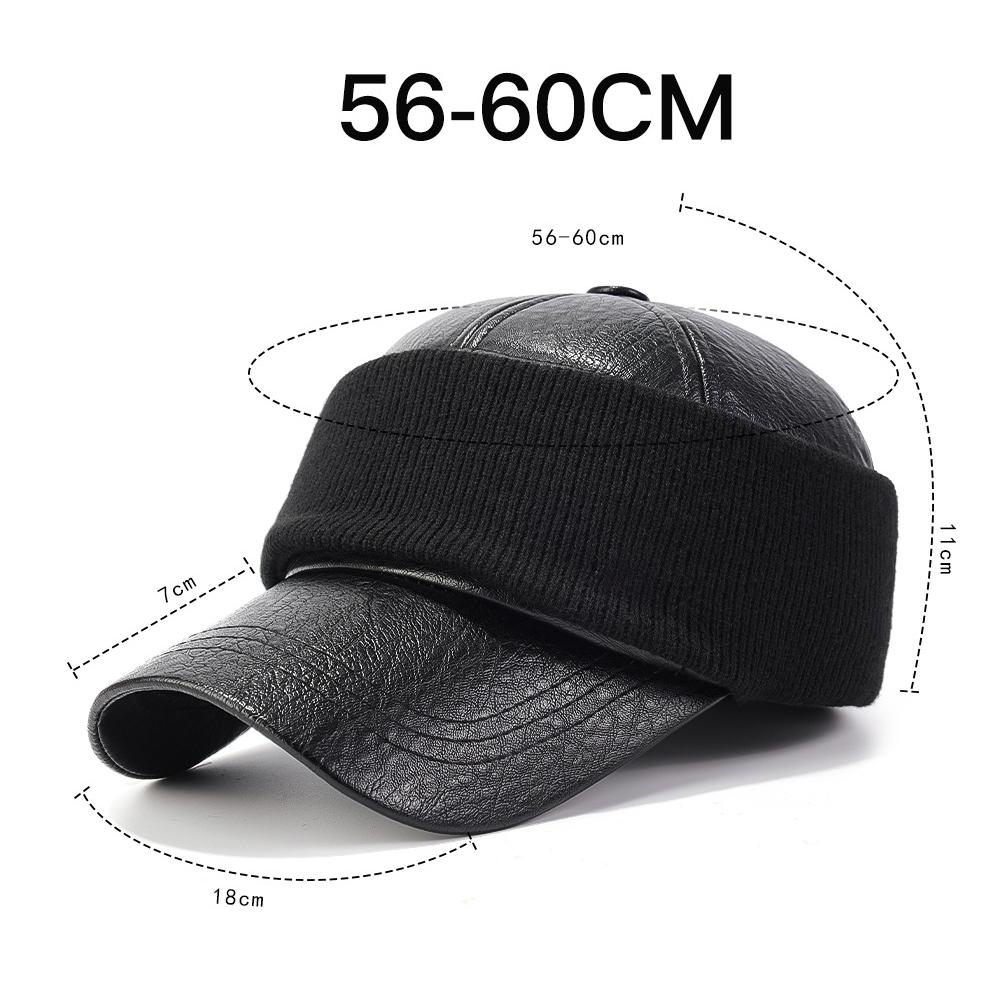 Autumn Winter Middle-Aged Men's Face Ear Protection Baseball Cap PU Outdoor Cold Warm Cap