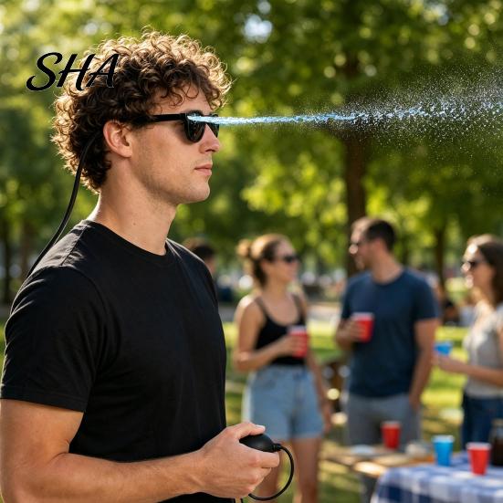 Novelty Water Spray Glasses Prank Glasses, Funny Squirt Sunglasses with 90ml Refillable Reservoir, Hidden Sprayer for Adults Summer Party Beach