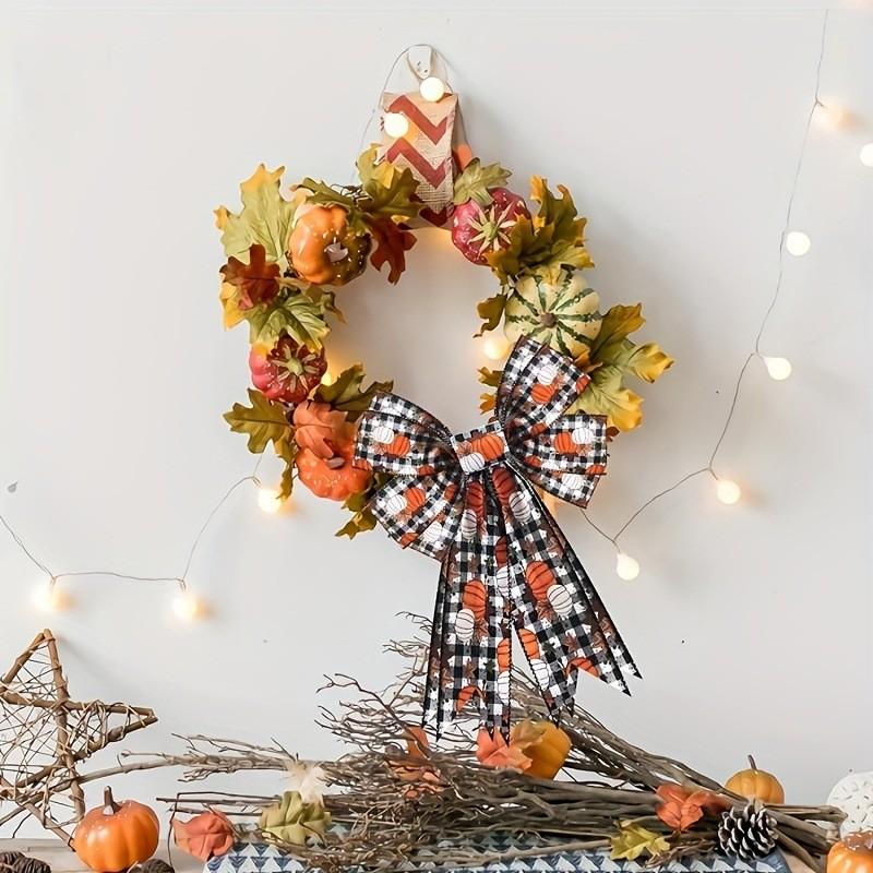 Halloween Orange Pumpkin Black And White Plaid Ribbon For Festive Diy Decorations