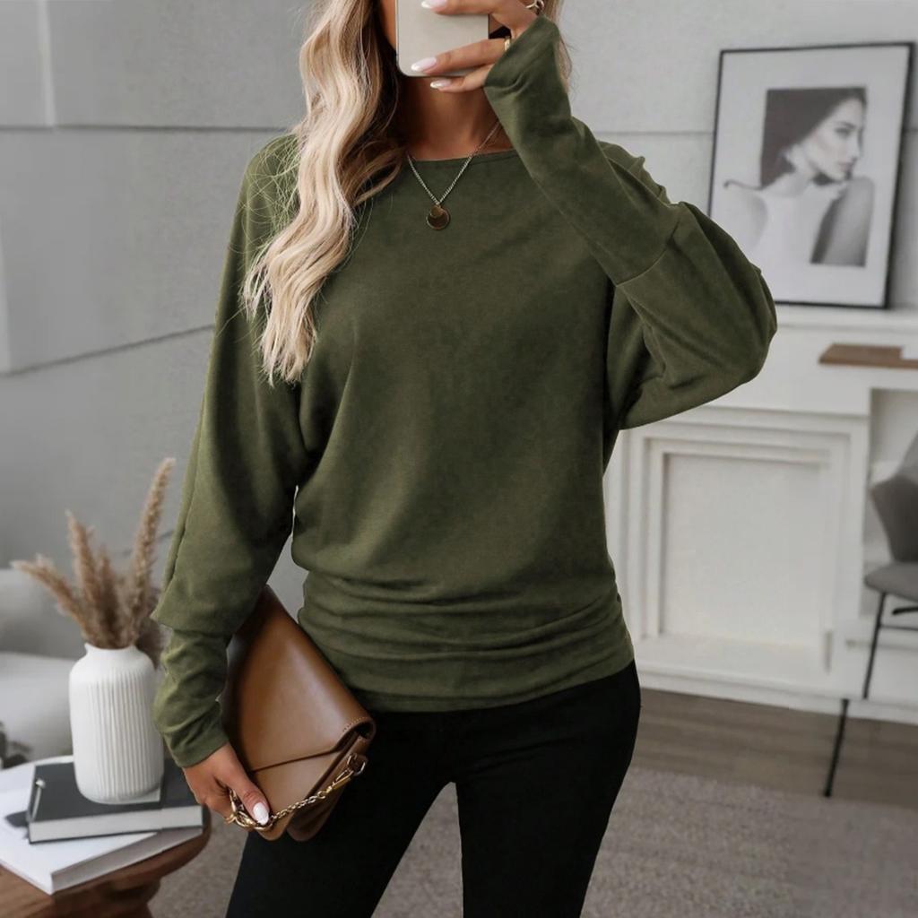 Women's Fashion Round Neck  Splicing Long Sleeve Top