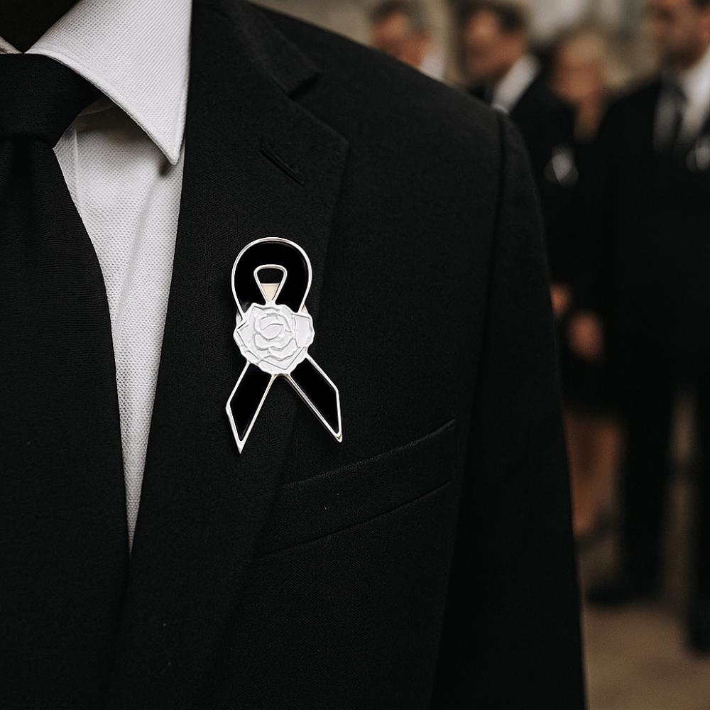 Awareness Funeral Ribbon Badge Brooch White Funerals Memorial Pin Mourning Badge Brooch Women Men