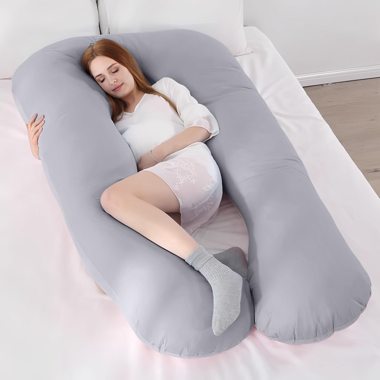 

AIMECO Подушка для тела для беременных для кормления Удобная поясничная Мягкая для Подходящая для бока Включает Съемную наволочку Подушка, U-образная, Для всего тела