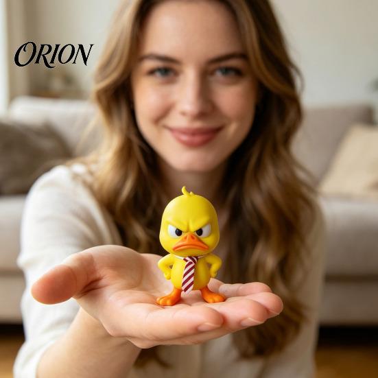 Ornement de bureau moderne et créatif Figurine de canard en colère imprimée en 3D, Mignon jaune avec petit cadeau détachable pour les collègues Cravate, Expression amusante Famille Maison