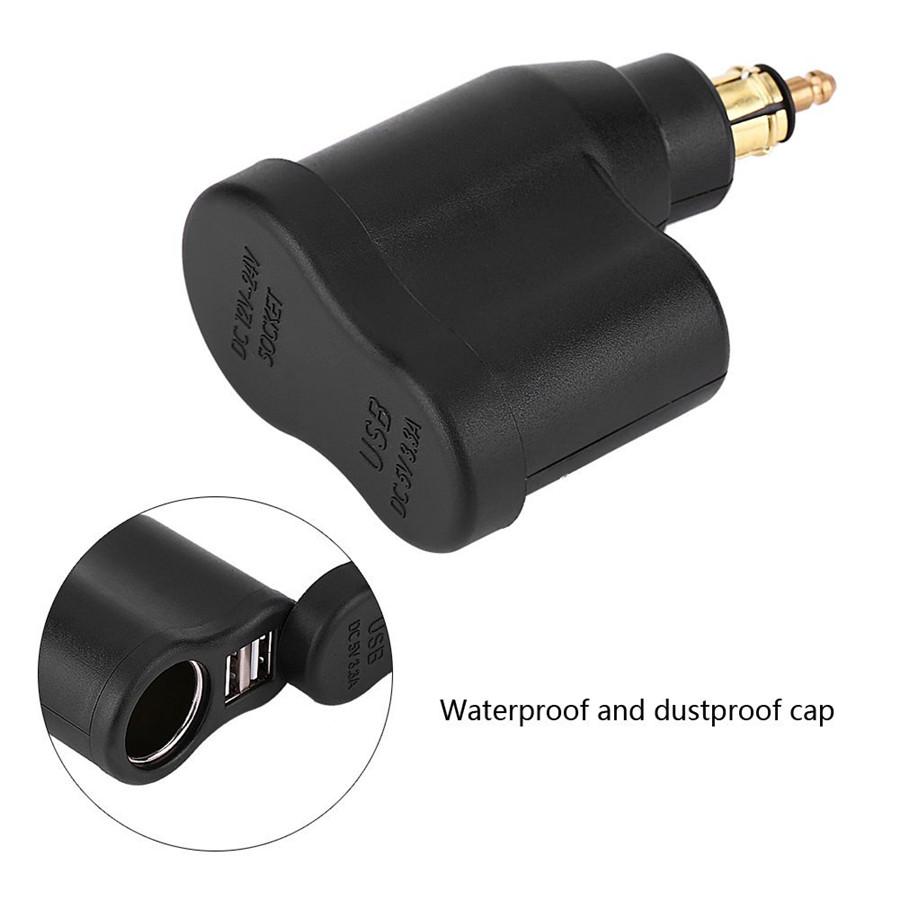 Motorcycle Dual USB Charger Adapter Cigar Lighter Socket For BMW Din Hella Plug