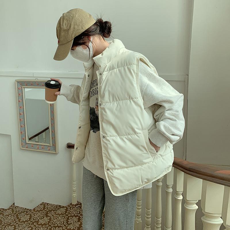 2Versatile Spring and Autumn New Short Down Cotton Vest Women's Loose Korean Style External Vest