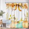 Autumn Pumpkin Shower Curtains Fall Watercolour Plant Leaves Modern Minimalist Polyester Fabric Home Bathroom Decor With Hooks