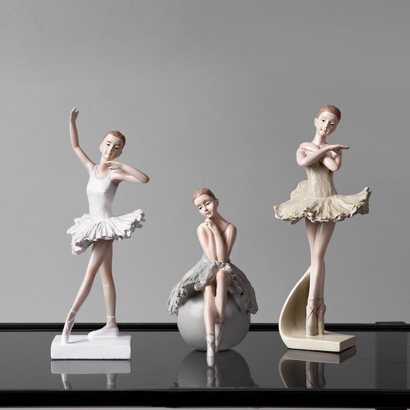 Elegantes Figuritas de Resina de Bailarina Adorno de Niña Bailarina de Ballet Estatua de Escritorio Modelo Decoración Miniaturas Artesanía Regalo