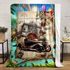 Retro Parisian Classic Car Floral Blanket bedroom Blanket for Livingroom Couch lunch break Soft throw for Friend's festival Gift