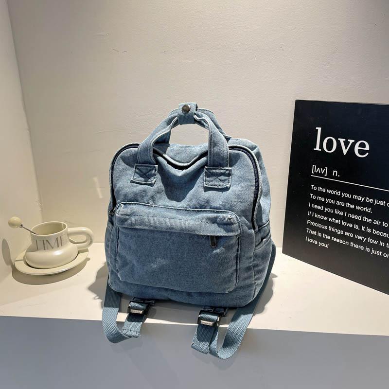 New Women's Bag Campus Large-capacity Backpack Simple Denim Canvas Fashion Commuter Personalized Backpack