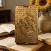 Yousheng Folding Needle Book Vintage Brass Embossed Floral Design Metal Needle Organizer with 4 Sections Decorative Sewing Accessory Box Handcrafted