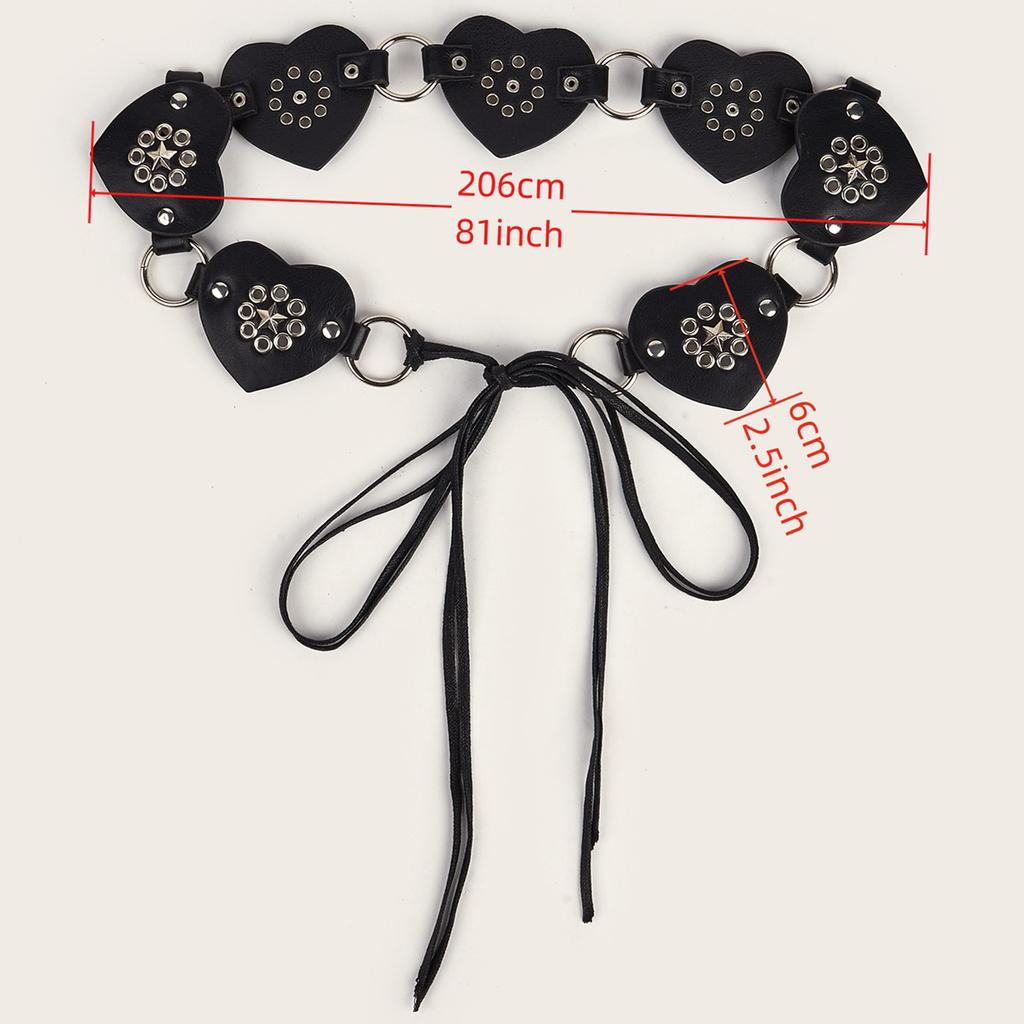 Rivet Studded PU Belt for Women Gothics Waist Belt 2000s Laceup HollowOut Belt for Teens Girl Female Western Cowboy Belt