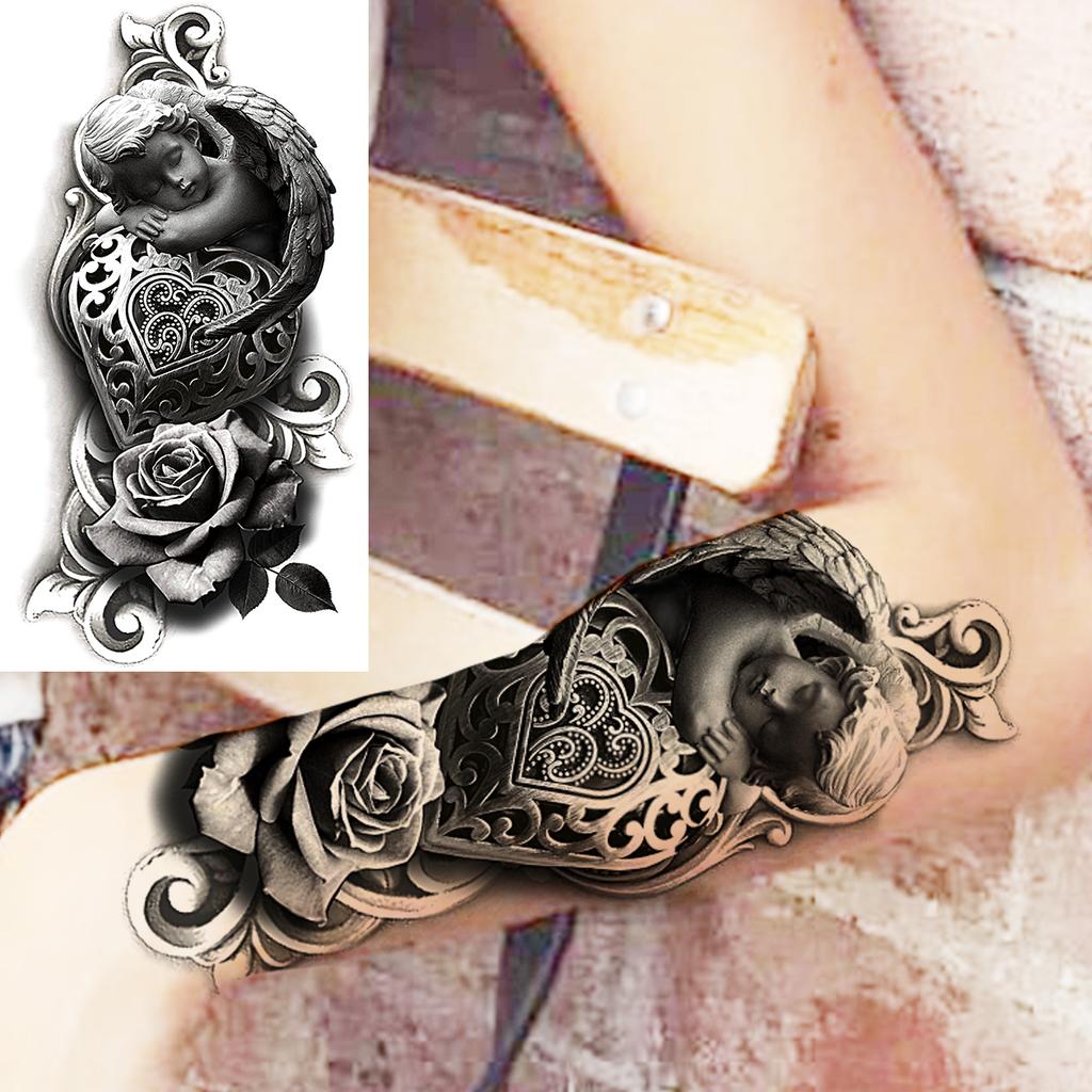 Scorpion Rose Flower Temporary Tattoos For Women Adults Realistic Vampire Wolf Scary Snake Crown Fake Tattoo Sticker Arm Tatoos