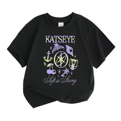 KATSEYE Collection: Korean Girl Group Children's T-shirt Summer Top, Polyester Short-sleeved, Suitable for Young Children.